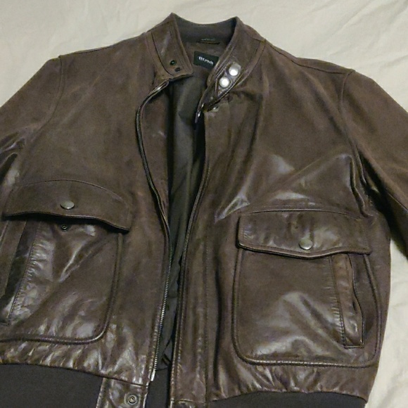 hugo lamb nappa leather jacket